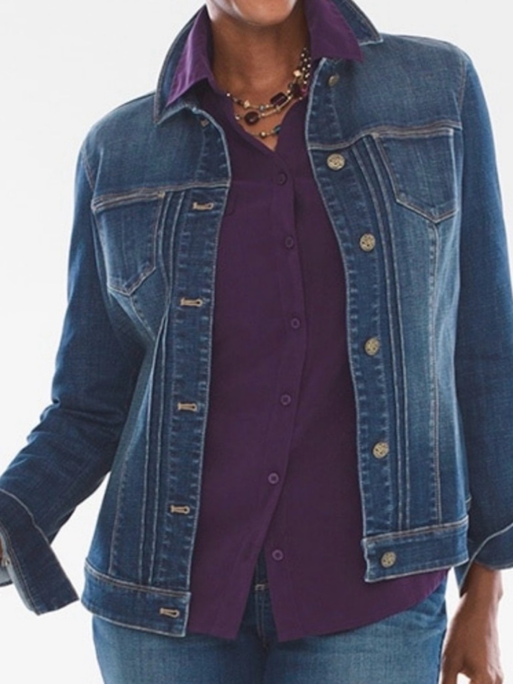 *NEW* CHICO’s Embroidered Velvet Denim Jacket Nouveau Indigo Plus Size 4 (XL 20) - Picture 6 of 11